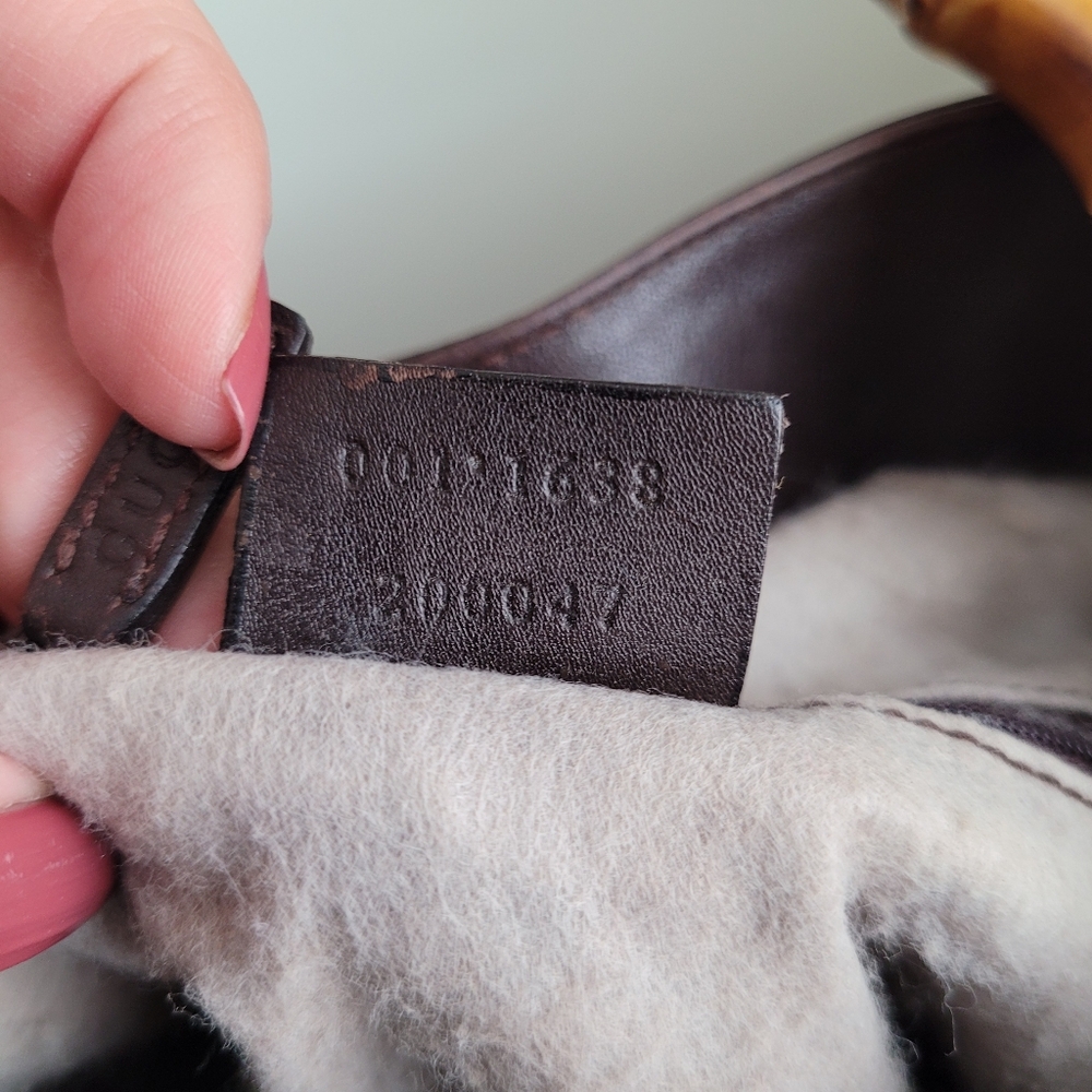 Imperfect Vintage Gucci Leather Shoulder Bag Bamboo Handle & Removable Strap - Picture 10 of 16